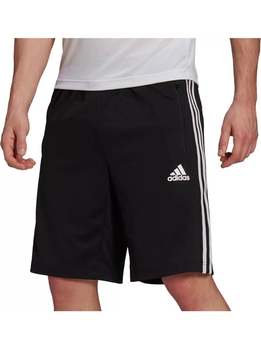 NWOT Adidas Men's XL Black Athletic Shorts With White Stripes